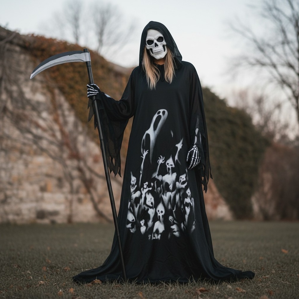 Spooktacular Creations Grim Reaper Costume M Halloween cosplay glow in the dark